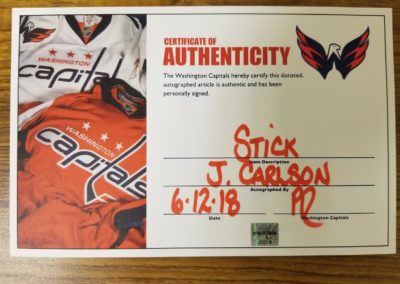 14-2 John Carlson (Washington Capitals Defense) Autographed Game Used Stick